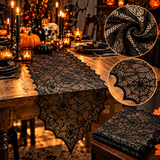 Spooky Spider Web Lace Halloween Table Runner