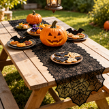 Spooky Spider Web Lace Halloween Table Runner