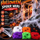 Gruselige Stretch-Spinnenweben – Halloween-Dekoration für drinnen & draußen
