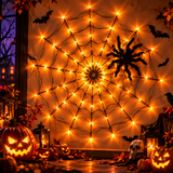 SpookyGlow™ Riesen-Spinnennetz-LED-Lichter – Halloween-Deko für drinnen und draußen