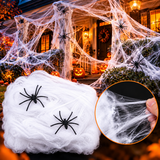 Gruselige Stretch-Spinnenweben – Halloween-Dekoration für drinnen & draußen