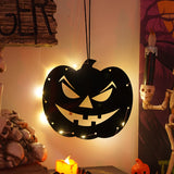 SpookyGlow™ Halloween LED Hanging Decorations – Light-Up Ghost, Witch, Bat & Spider Wall Dec