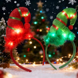 Light-Up Christmas Elf Hat Headband – Festive LED Holiday Party Accessory