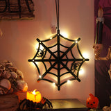 SpookyGlow™ Halloween LED Hanging Decorations – Light-Up Ghost, Witch, Bat & Spider Wall Dec