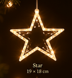 Christmas LED Window Lights – Warm White Hanging Holiday Decorations