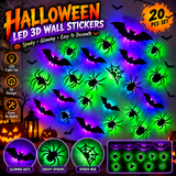 SpookyGlow™ 3D LED Bat & Spider Halloween Wall Decorations