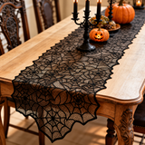 Spooky Spider Web Lace Halloween Table Runner