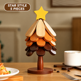 Christmas Tree Wooden Trivet – Foldable Heat-Resistant Table Mat & Holiday Décor