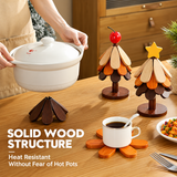 Christmas Tree Wooden Trivet – Foldable Heat-Resistant Table Mat & Holiday Décor