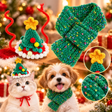 Cute Knitted Cat Dog Party Hat & Christmas Scarf