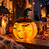 Enchanted Witch Hat Pumpkin Light – Glowing Halloween Table Decor